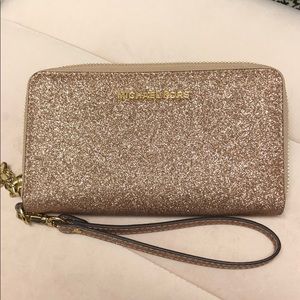 Rose gold glitter Michael Kors wallet